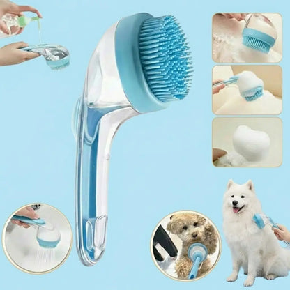 Pet Bath Brush with Soap Dispenser for Dogs and Cats