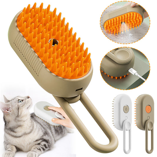 3-in-1 Steam Pet Grooming Brush for Cats & Dogs with Massage Function