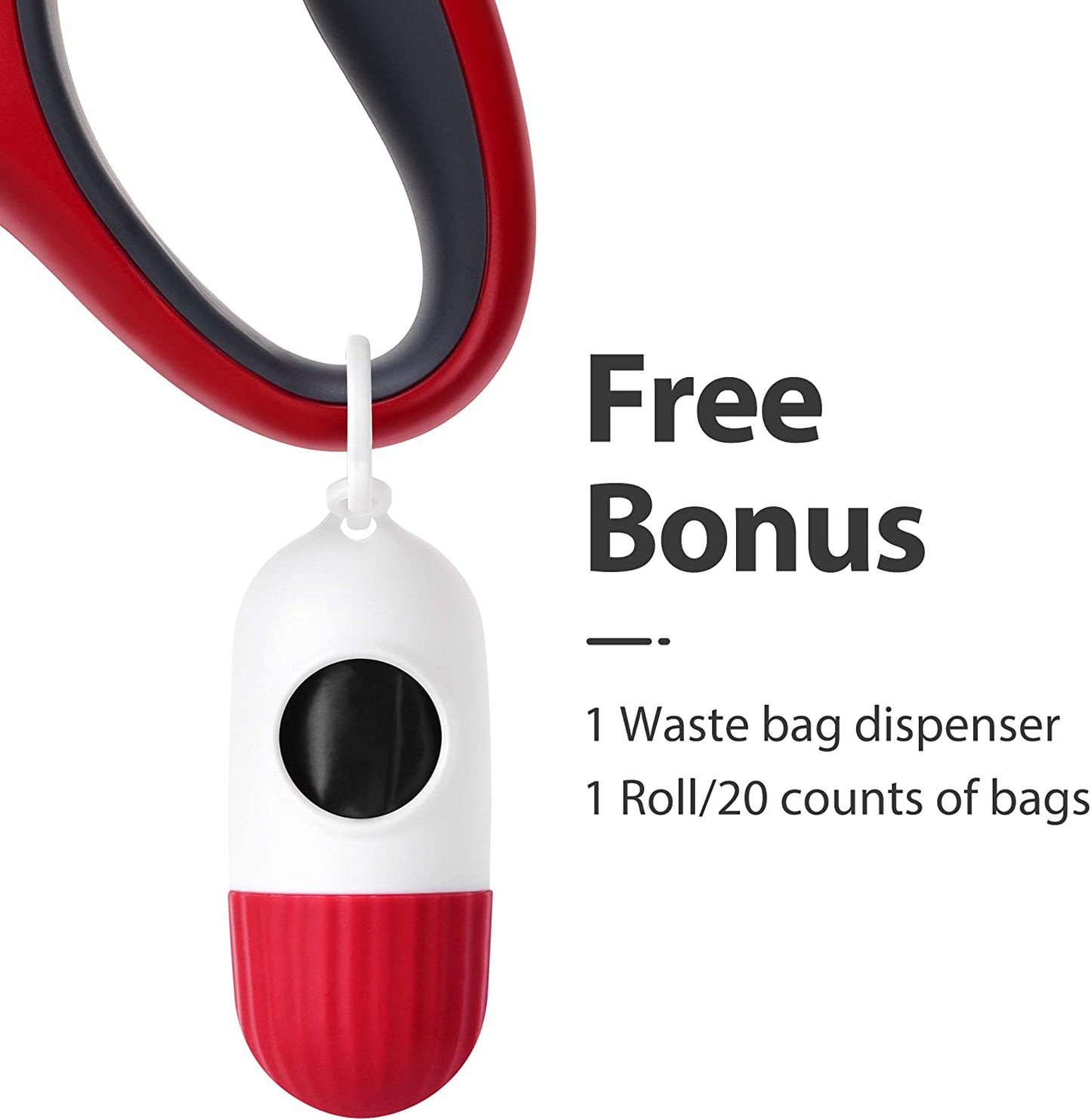 16ft Retractable Dog Leash with Poop Bag Dispenser & Reflective Tape