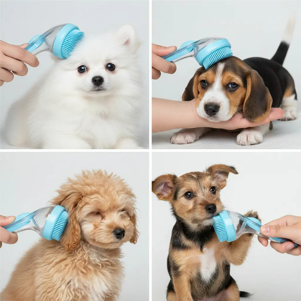 Pet Bath Brush with Soap Dispenser for Dogs and Cats