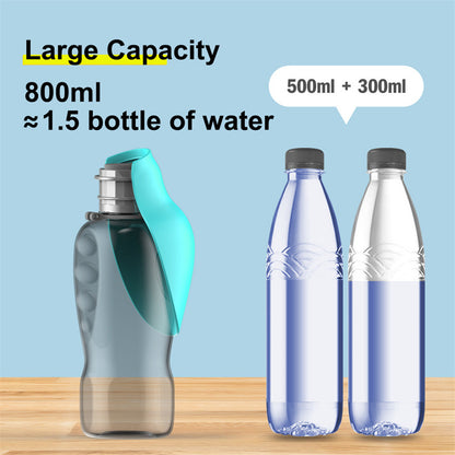 800ml Portable Leakproof Dog Water Bottle with Foldable Drinking Bowl