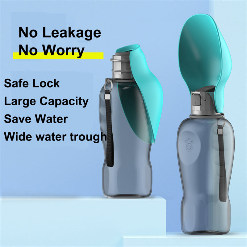 800ml Portable Leakproof Dog Water Bottle with Foldable Drinking Bowl