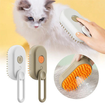 3-in-1 Steam Pet Grooming Brush for Cats & Dogs with Massage Function