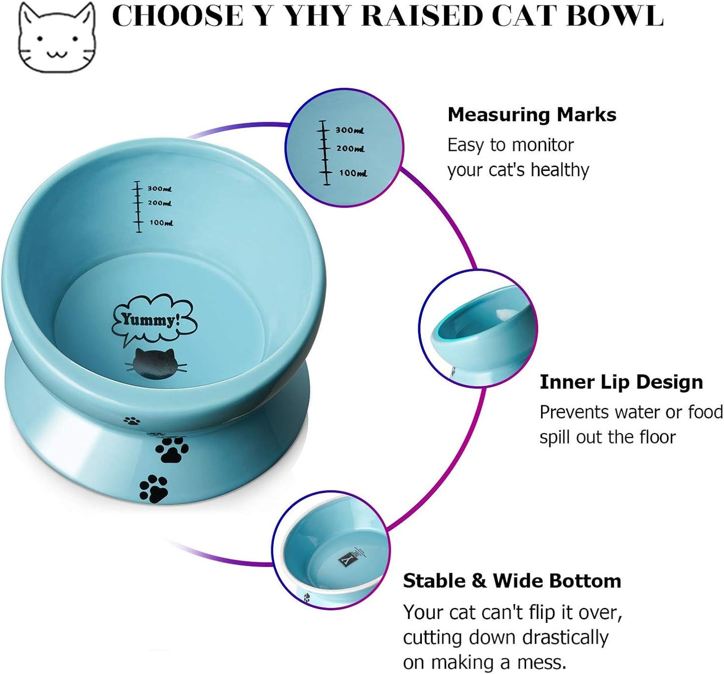 15 oz Slanted Ceramic Cat Food & Water Bowl