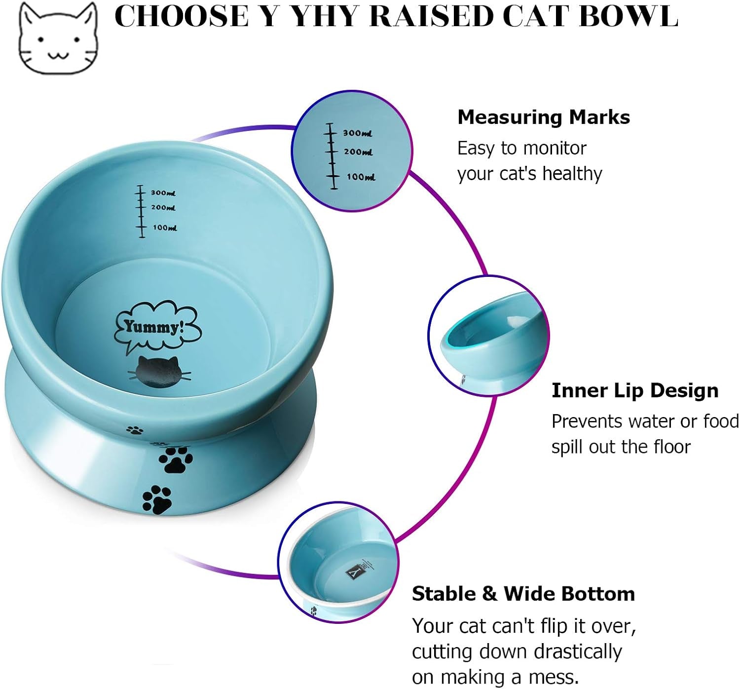 15 oz Slanted Ceramic Cat Food & Water Bowl