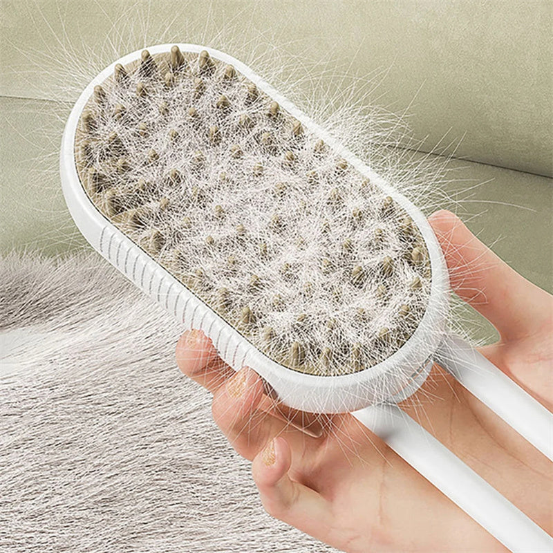 3-in-1 Steam Pet Grooming Brush for Cats & Dogs with Massage Function