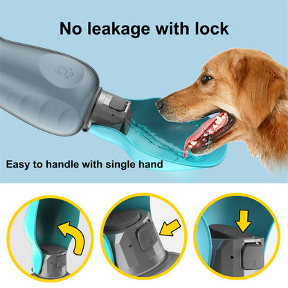 800ml Portable Leakproof Dog Water Bottle with Foldable Drinking Bowl