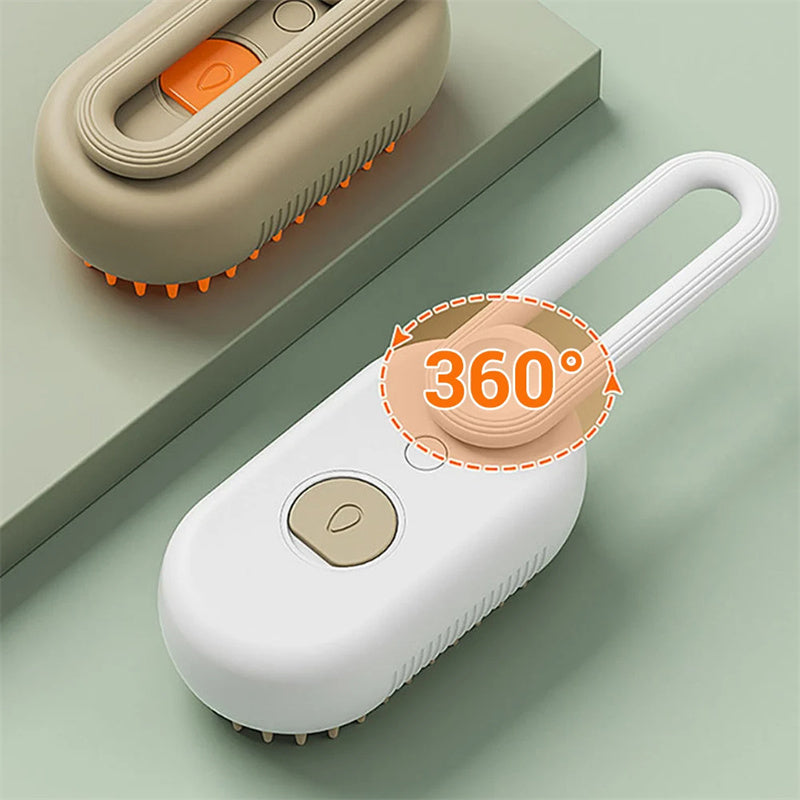 3-in-1 Steam Pet Grooming Brush for Cats & Dogs with Massage Function