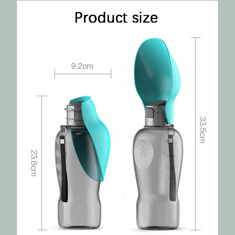 800ml Portable Leakproof Dog Water Bottle with Foldable Drinking Bowl
