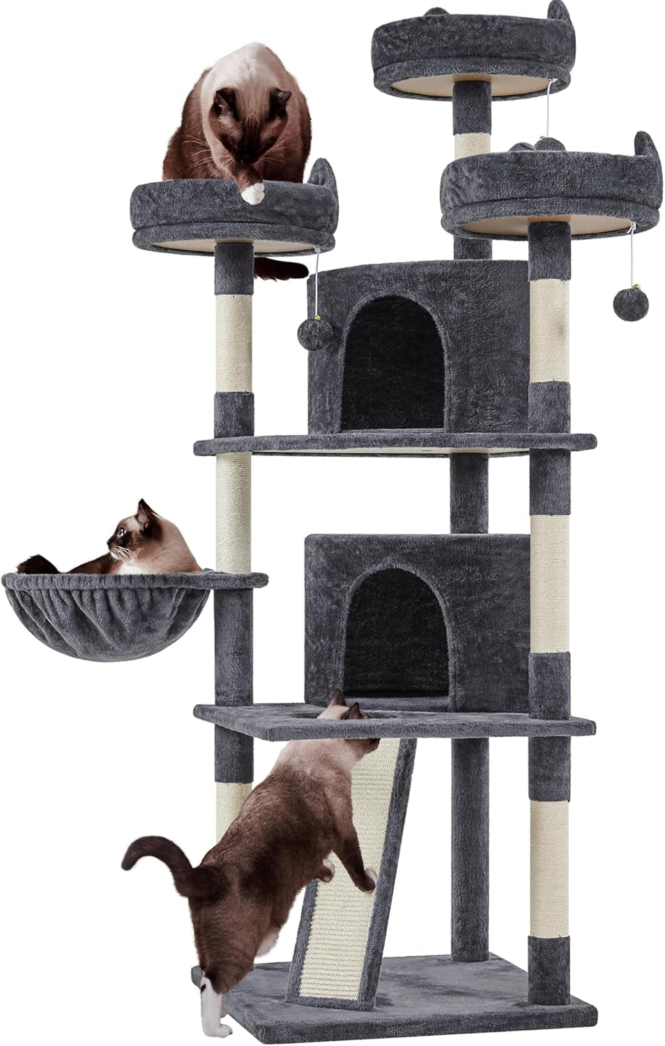 69" Multi-Level Cat Tree Tower with Condos, Scratching Posts & Perches