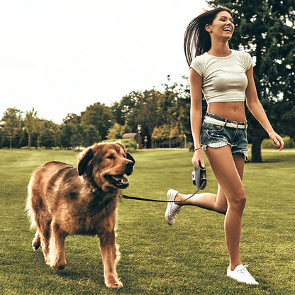 16ft Retractable Dog Leash with Poop Bag Dispenser & Reflective Tape