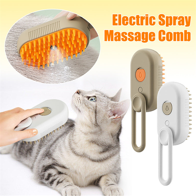 3-in-1 Steam Pet Grooming Brush for Cats & Dogs with Massage Function