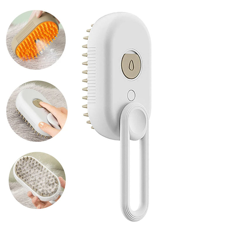 3-in-1 Steam Pet Grooming Brush for Cats & Dogs with Massage Function