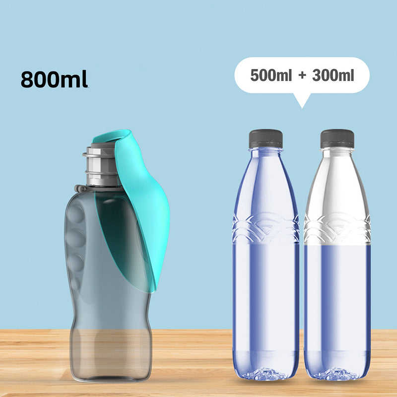 800ml Portable Leakproof Dog Water Bottle with Foldable Drinking Bowl