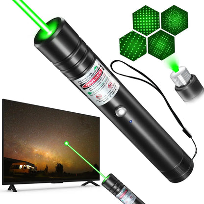 Rechargeable Green Laser Cat Toy and Long-Distance Line Light Flashlight for Pets, Presentations, and Outdoor Use
