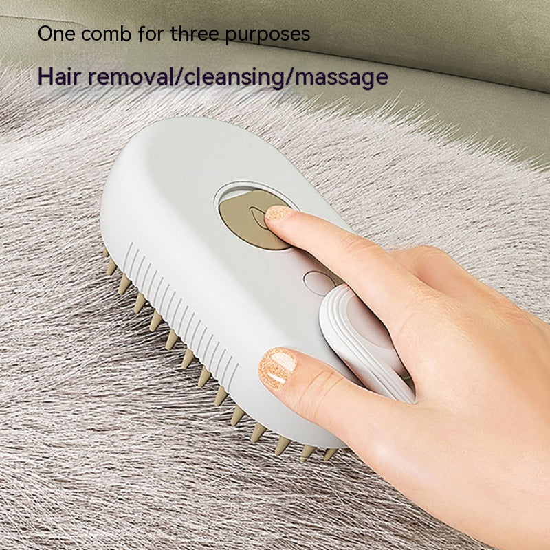 3-in-1 Steam Pet Grooming Brush for Cats & Dogs with Massage Function