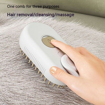 3-in-1 Steam Pet Grooming Brush for Cats & Dogs with Massage Function