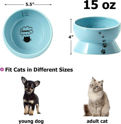 15 oz Slanted Ceramic Cat Food & Water Bowl