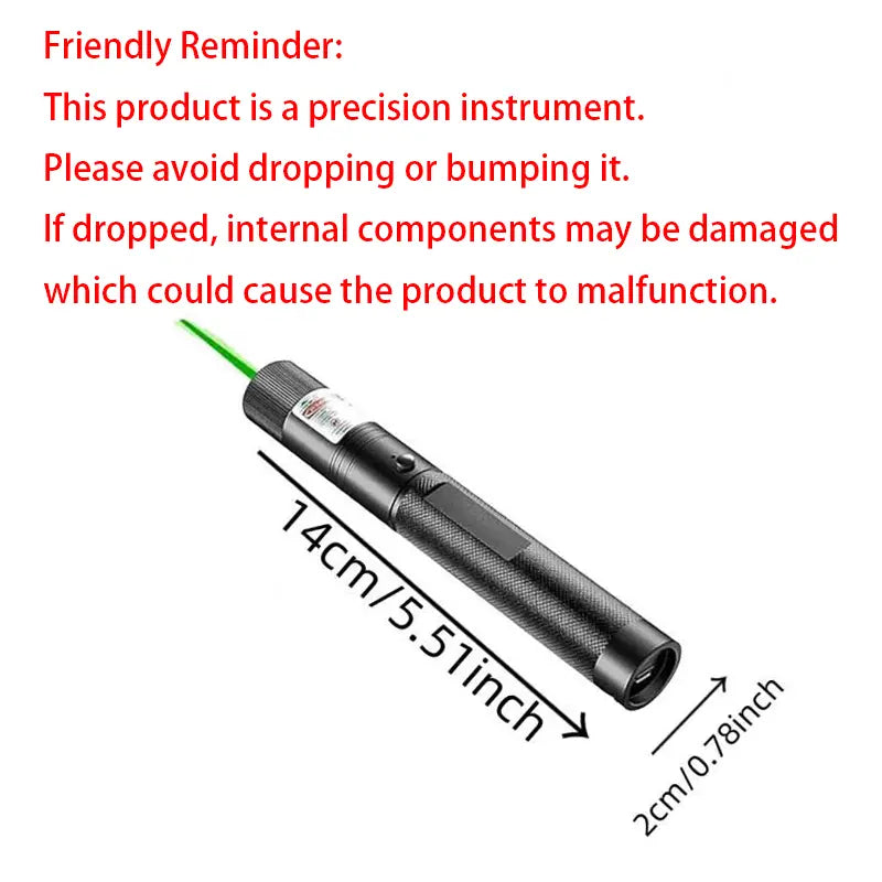 Rechargeable Green Laser Cat Toy and Long-Distance Line Light Flashlight for Pets, Presentations, and Outdoor Use