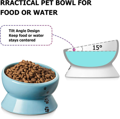15 oz Slanted Ceramic Cat Food & Water Bowl
