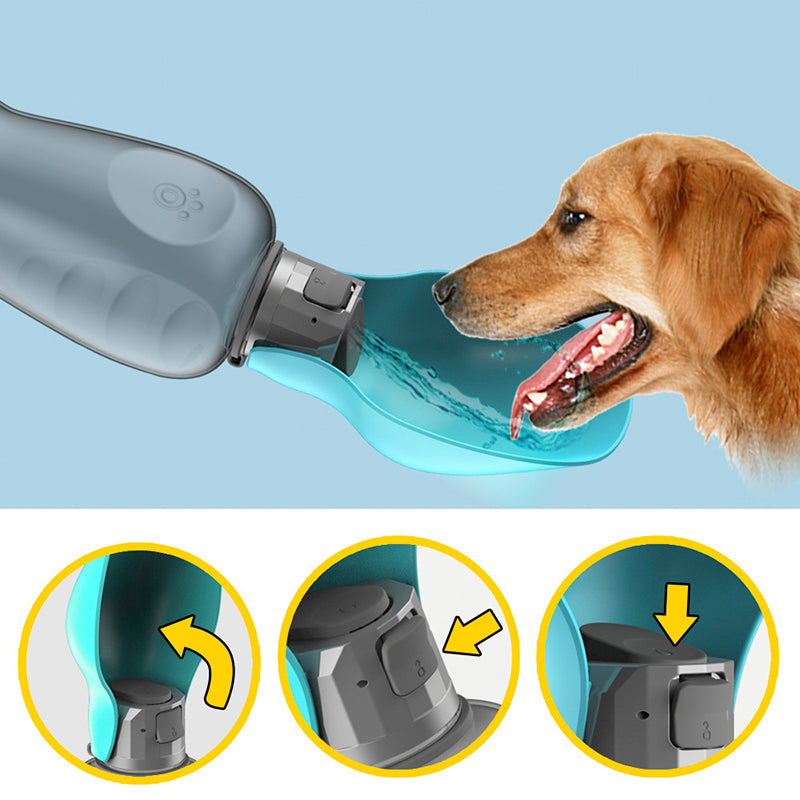 800ml Portable Leakproof Dog Water Bottle with Foldable Drinking Bowl
