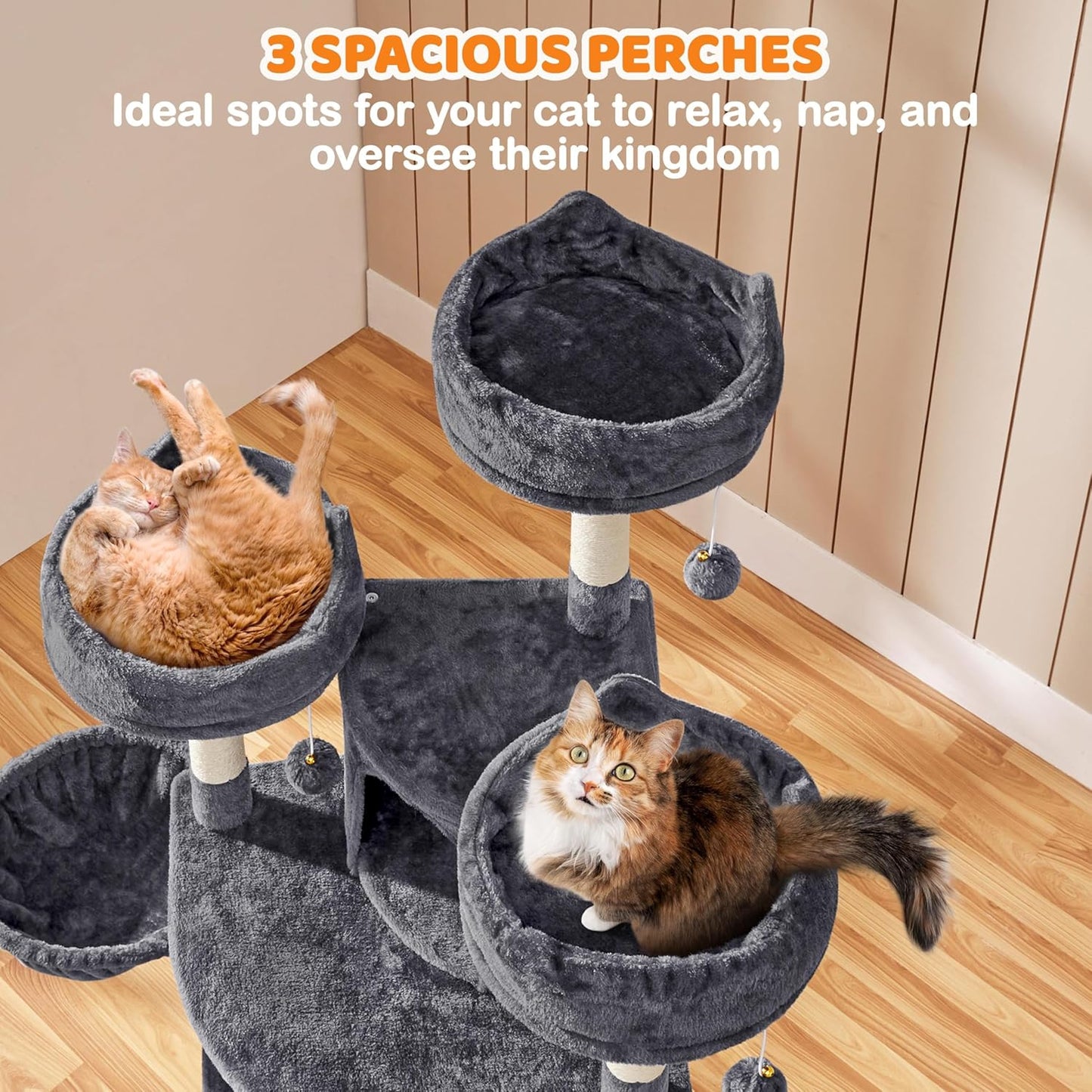 69" Multi-Level Cat Tree Tower with Condos, Scratching Posts & Perches