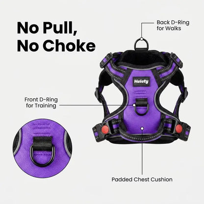 HELETY 3-in-1 Adjustable No-Pull Dog Vest Harness and Leash Set, Available in S-XL, Features Dual D-Ring Clips, 360° Reflective Design, Padded Chest, Durable Oxford Fabric, Night Safety, Integrated Poop Bag Holder, and Tangle-Free Bungee Strap for Running.