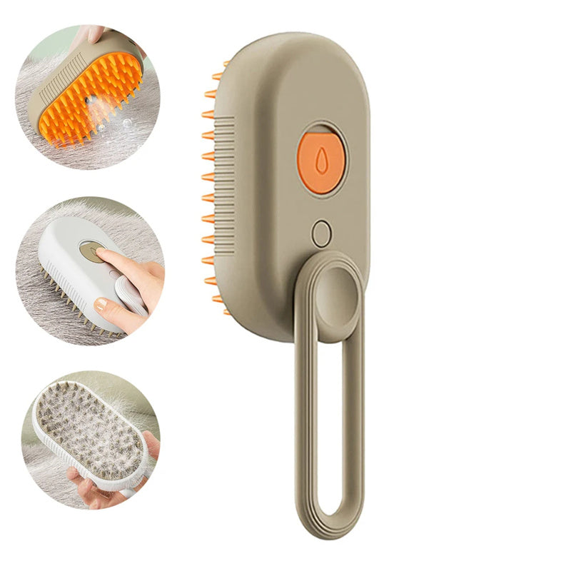 3-in-1 Steam Pet Grooming Brush for Cats & Dogs with Massage Function