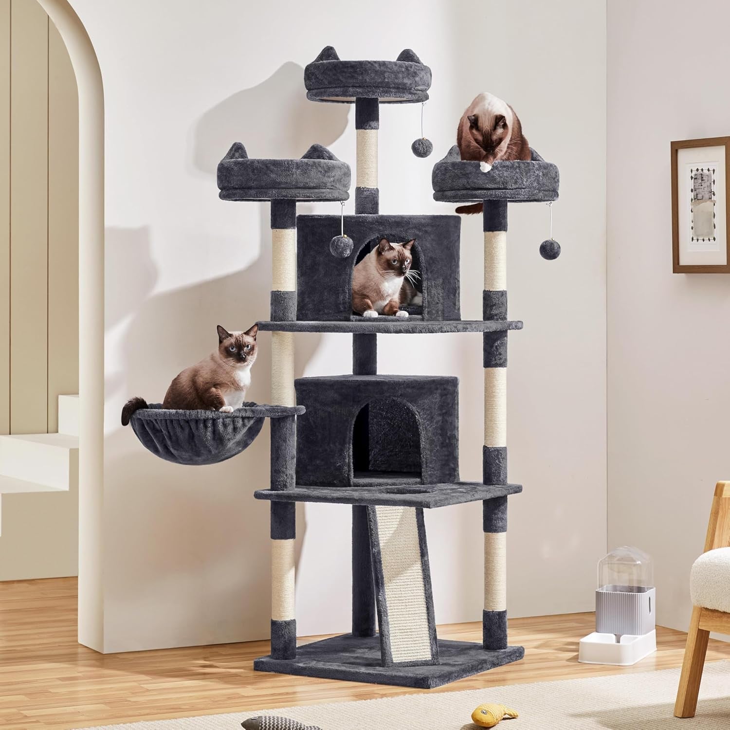 69" Multi-Level Cat Tree Tower with Condos, Scratching Posts & Perches