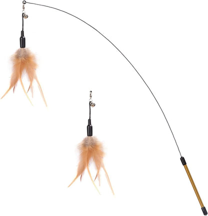 Interactive Feather Wand Cat Toy with Bell for Active Play & Exercise